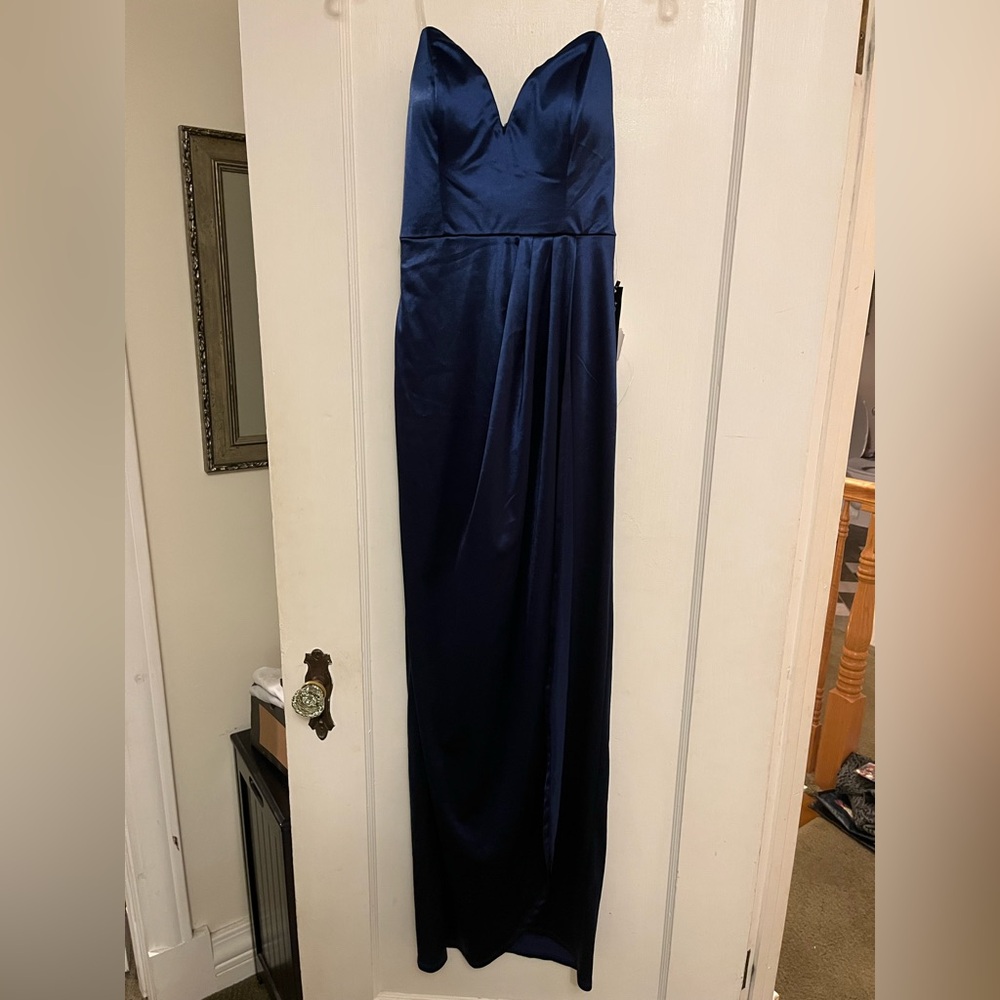NWT! Strapless Navy Blue Gown - Picture 2 of 10